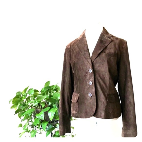 Valerie Stevens Jackets & Blazers - Valerie Stevens Suede Brown Blazer Size XL